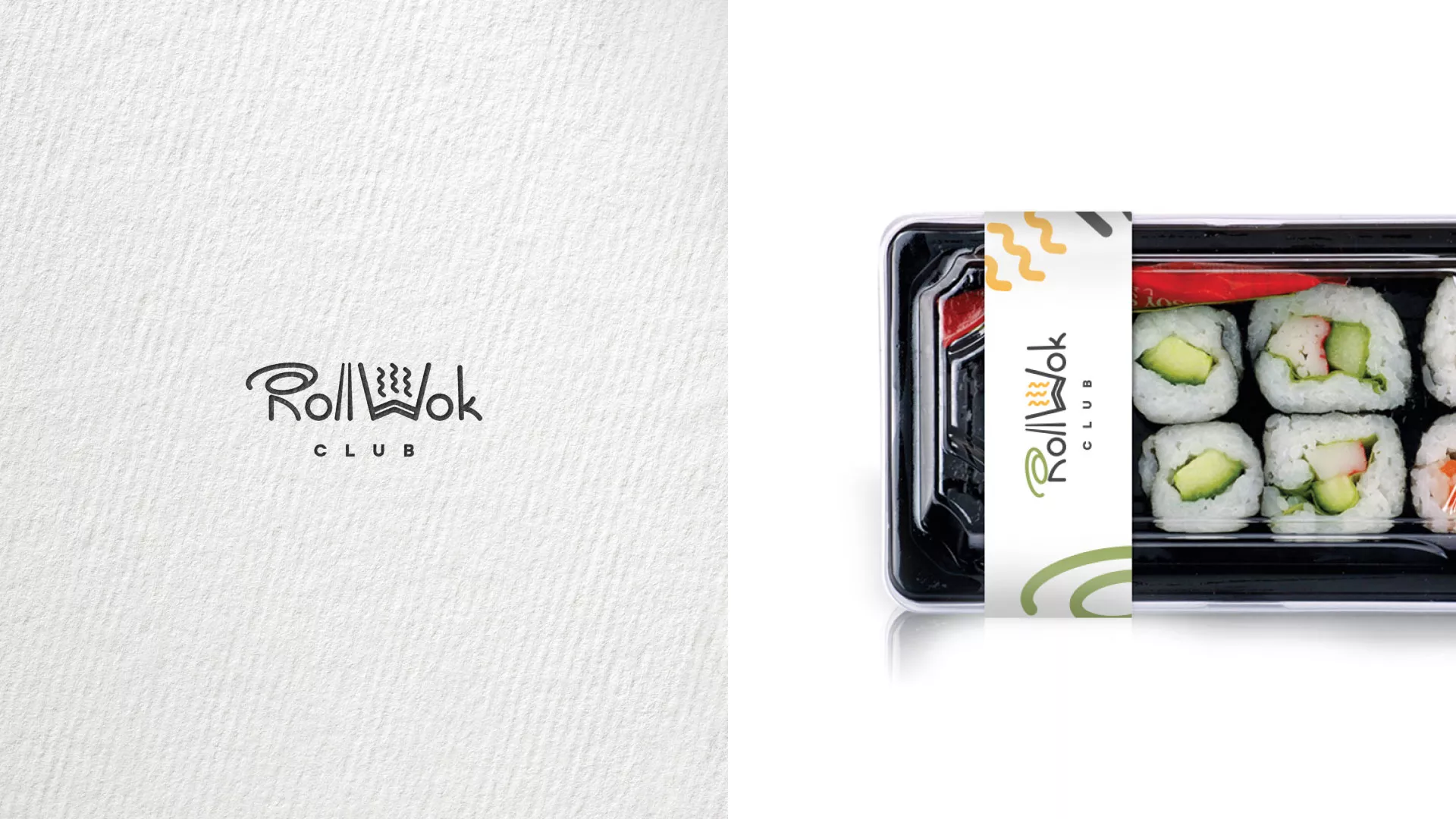 Разработка наклеек для суши-бара «Roll Wok Club» в Каменке